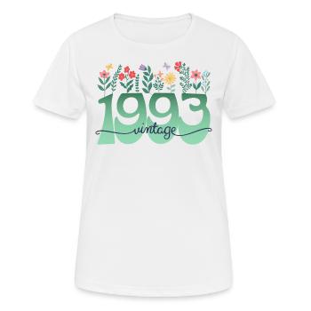 Motif Fleurs 1993 Fête Anniversaire Femme 30 Ans - T-shirt respirant Femme - blanc - Devant - AI Model Female 172 dark (172cm)