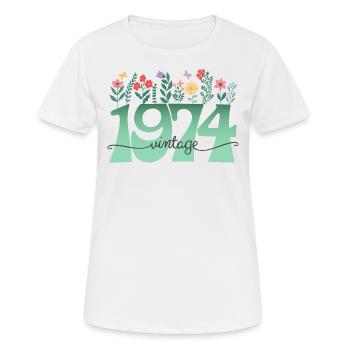 Motif Fleurs 1974 Fête Anniversaire Femme 50 Ans - T-shirt respirant Femme - blanc - Devant - AI Model Female 172 dark (172cm)