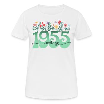 Blumenmuster 1955 Geburtstagsfeier Frau 70 Jahre - Frauen T-Shirt atmungsaktiv - Weiß - Vorne - AI Model Female 172 dark (172cm)