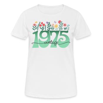 Motif Fleurs 1975 Fête Anniversaire Femme 50 Ans - T-shirt respirant Femme - blanc - Devant - AI Model Female 172 dark (172cm)