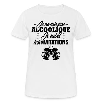 Je ne suis pas alcoolique je subis les invitations - T-shirt respirant Femme - blanc - Devant - AI Model Female 172 dark (172cm)