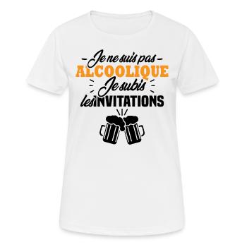Je ne suis pas alcoolique je subis les invitations - T-shirt respirant Femme - blanc - Devant - AI Model Female 172 dark (172cm)