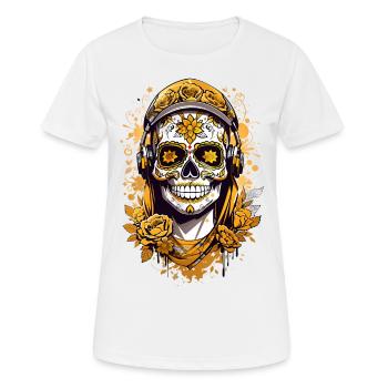 Goldener Zucker Schädel - Frauen T-Shirt atmungsaktiv - Weiß - Vorne - AI Model Female 172 dark (172cm)