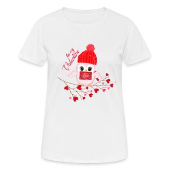 Valentine's Day Owl with Hat - Women's Breathable T-Shirt - white - Front - AI Model Female 172 dark (172cm)