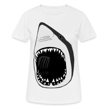 white shark jaws sharks fish fishing scuba diving - Women's Breathable T-Shirt - white - Front - AI Model Female 172 dark (172cm)