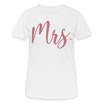 Mrs. Matching Couple Engagement Wedding Honeymoon - Women's Breathable T-Shirt - white - Front - AI Model Female 172 dark (172cm)
