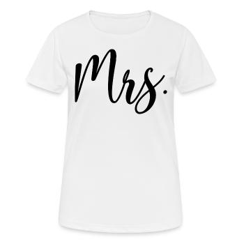 Mrs. Matching Couple Engagement Wedding Honeymoon - Women's Breathable T-Shirt - white - Front - AI Model Female 172 dark (172cm)