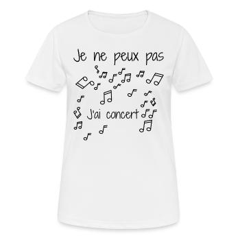 Je Ne Peux Pas J'ai Concert - T-shirt respirant Femme - blanc - Devant - AI Model Female 172 dark (172cm)