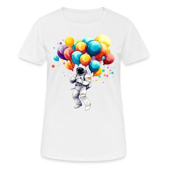 Astronaut with balloons, outer space, illustration, - Women's Breathable T-Shirt - white - Front - AI Model Female 172 dark (172cm)