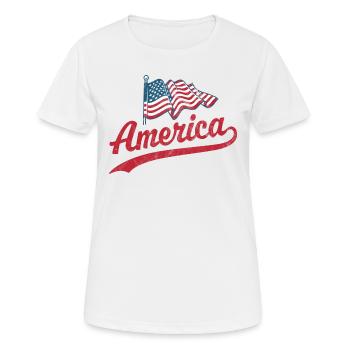 Amerika Flagge - Frauen T-Shirt atmungsaktiv - Weiß - Vorne - AI Model Female 172 dark (172cm)
