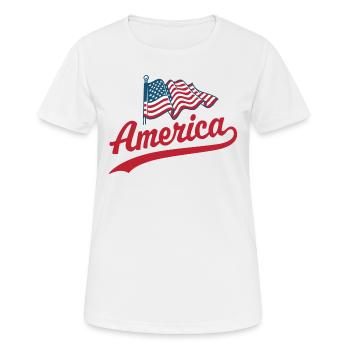 Amerika Flagge - Frauen T-Shirt atmungsaktiv - Weiß - Vorne - AI Model Female 172 dark (172cm)
