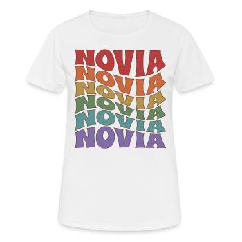 Novia Girlfriend Engagement Bridal Shower Wedding - Women's Breathable T-Shirt - white - Front - AI Model Female 172 dark (172cm)
