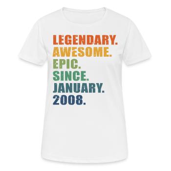 15th Birthday, January 2008, 15 Year Anniversary - Women's Breathable T-Shirt - white - Front - AI Model Female 172 dark (172cm)