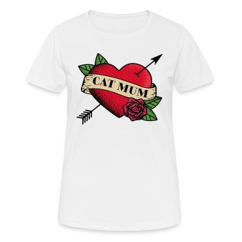 Herz Tattoo Katze Mama - Frauen T-Shirt atmungsaktiv - Weiß - Vorne - AI Model Female 172 dark (172cm)