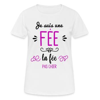 La fée pas chier - T-shirt respirant Femme - blanc - Devant - AI Model Female 172 dark (172cm)