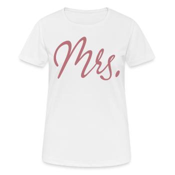 Mrs. Matching Couple Engagement Wedding Honeymoon - Women's Breathable T-Shirt - white - Front - AI Model Female 172 dark (172cm)