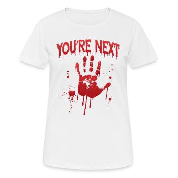 Empreinte de main sanglante que vous êtes le prochain - T-shirt respirant Femme - blanc - Devant - AI Model Female 172 dark (172cm)