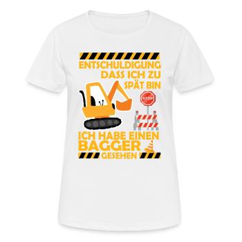 Ich habe einen Bagger gesehen Kinder Baustelle - Frauen T-Shirt atmungsaktiv - Weiß - Vorne - AI Model Female 172 dark (172cm)