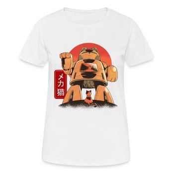 Cat Mech Robot Anime Mécanique Japonaise - T-shirt respirant Femme - blanc - Devant - AI Model Female 172 dark (172cm)