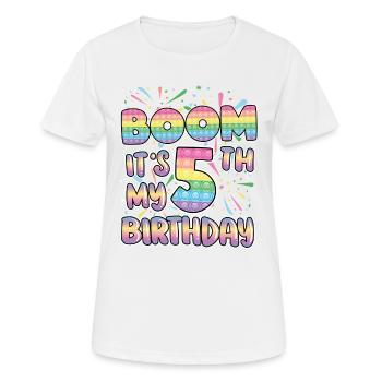 Boom It's My 5th Birthday Popper Zahl Pop It - Frauen T-Shirt atmungsaktiv - Weiß - Vorne - AI Model Female 172 dark (172cm)