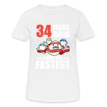 Vor 34 Jahren War Ich Das Schnellste Sperma Zum - Frauen T-Shirt atmungsaktiv - Weiß - Vorne - AI Model Female 172 dark (172cm)