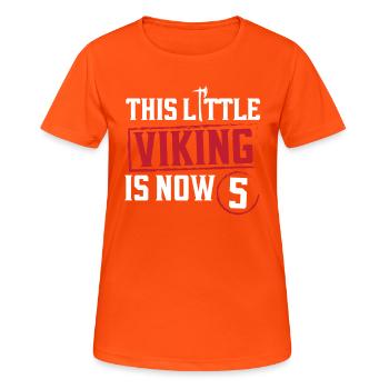 The Little Viking Is Now 5 5th Birthday - Women's Breathable T-Shirt - neon orange - Front - AI Model Female 172 dark (172cm)