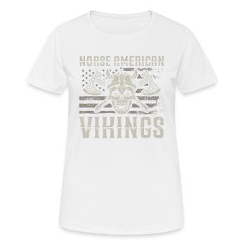 Vikings américains nordiques Us Independence Day - T-shirt respirant Femme - blanc - Devant - AI Model Female 172 dark (172cm)