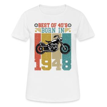 Le meilleur des années 40 né en 1948 Moto vintage - T-shirt respirant Femme - blanc - Devant - AI Model Female 172 dark (172cm)