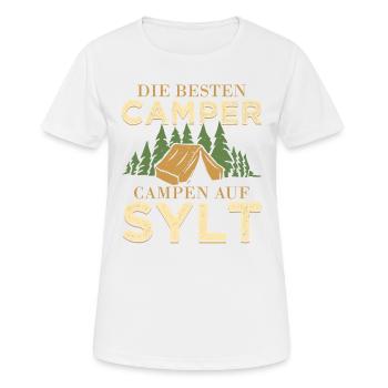 Die besten Camper campen auf Sylt Möwe In Nordsee - Frauen T-Shirt atmungsaktiv - Weiß - Vorne - AI Model Female 172 dark (172cm)