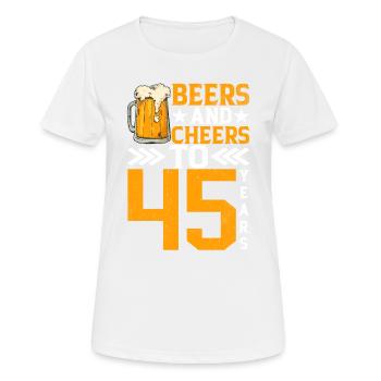 Cheers et bières à 45 ans Frothy Mug Of Beer - T-shirt respirant Femme - blanc - Devant - AI Model Female 172 dark (172cm)