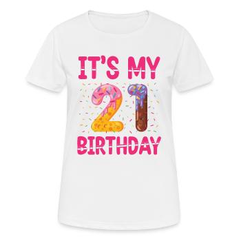 C’est mon 21e anniversaire | | du thème Sprinkles - T-shirt respirant Femme - blanc - Devant - AI Model Female 172 dark (172cm)