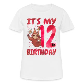 12. Geburtstag Cute Sloth Party Hut Themed - Frauen T-Shirt atmungsaktiv - Weiß - Vorne - AI Model Female 172 dark (172cm)