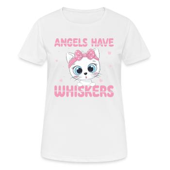 Engel Haben Schnurrhaare | Niedliche Katze Shirt - Frauen T-Shirt atmungsaktiv - Weiß - Vorne - AI Model Female 172 dark (172cm)