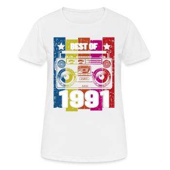 Best Of 1991 Stereo Radio Kassettenspieler - Frauen T-Shirt atmungsaktiv - Weiß - Vorne - AI Model Female 172 dark (172cm)