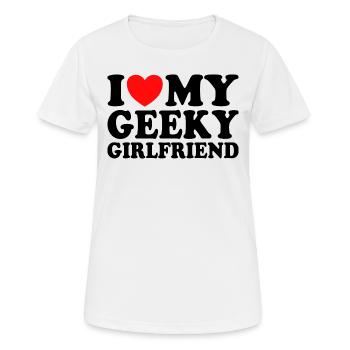 J'aime Ma Petite Amie Geek J'Adore Ma Copine Geek - T-shirt respirant Femme - blanc - Devant - AI Model Female 172 dark (172cm)