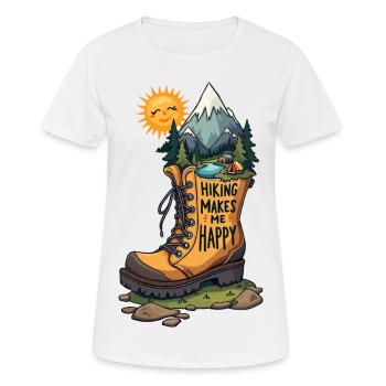 La randonnée me rend heureux - T-shirt respirant Femme - blanc - Devant - AI Model Female 172 dark (172cm)