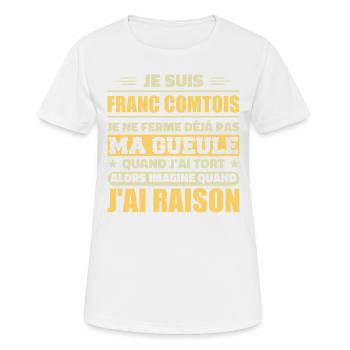 Franc comtois je ferme pas ma gueule franche comté - T-shirt respirant Femme - blanc - Devant - AI Model Female 172 dark (172cm)