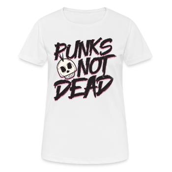 Punks not dead skull head rock n roll gift idea - Women's Breathable T-Shirt - white - Front - AI Model Female 172 dark (172cm)