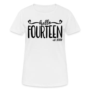 14th Birthday Women Hello Fourteen Est. 2009 - Women's Breathable T-Shirt - white - Front - AI Model Female 172 dark (172cm)