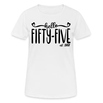 55th Birthday Women Hello Fifty-Five Est. 1968 - Women's Breathable T-Shirt - white - Front - AI Model Female 172 dark (172cm)