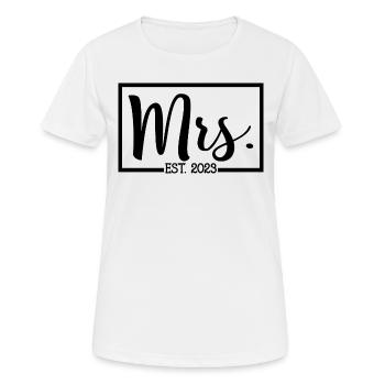Mme Est. 2023 Fiançailles Mariage Douche nuptiale - T-shirt respirant Femme - blanc - Devant - AI Model Female 172 dark (172cm)