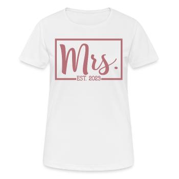 Mme Est. 2023 Fiançailles Mariage Douche nuptiale - T-shirt respirant Femme - blanc - Devant - AI Model Female 172 dark (172cm)