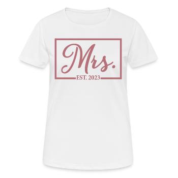 Mme Est. 2023 Fiançailles Mariage Douche nuptiale - T-shirt respirant Femme - blanc - Devant - AI Model Female 172 dark (172cm)