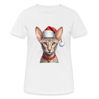 Weihnachten orientalische Kurzhaarkatze - Frauen T-Shirt atmungsaktiv - Weiß - Vorne - AI Model Female 172 dark (172cm)