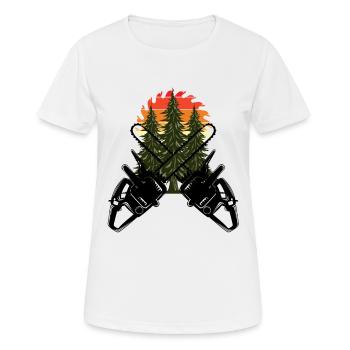 Chainsaw Axe Forester Lumberjack Saw Chain - Women's Breathable T-Shirt - white - Front - AI Model Female 172 dark (172cm)