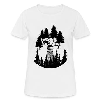 Chainsaw Axe Forester Lumberjack Saw Chain - Women's Breathable T-Shirt - white - Front - AI Model Female 172 dark (172cm)