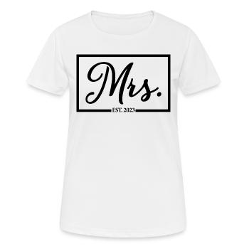 Mme Est. 2023 Fiançailles Mariage Douche nuptiale - T-shirt respirant Femme - blanc - Devant - AI Model Female 172 dark (172cm)
