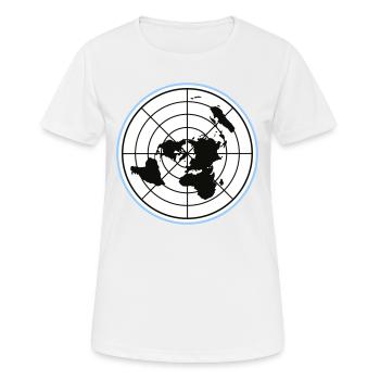 Terre plate | Carte de la Terre plate | Couleurs changeantes - T-shirt respirant Femme - blanc - Devant - AI Model Female 172 dark (172cm)
