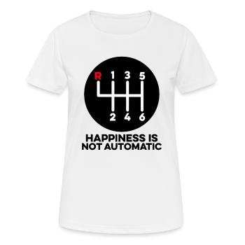 Le bonheur n’est pas un levier de changement manuel automatique - T-shirt respirant Femme - blanc - Devant - AI Model Female 172 dark (172cm)
