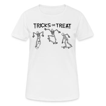 Halloween Skateboard Skeleton Tricks ou Treat - T-shirt respirant Femme - blanc - Devant - AI Model Female 172 dark (172cm)